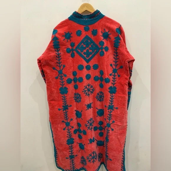 Orange Velvet Suzani Long Jacket - Picture 6 of 8